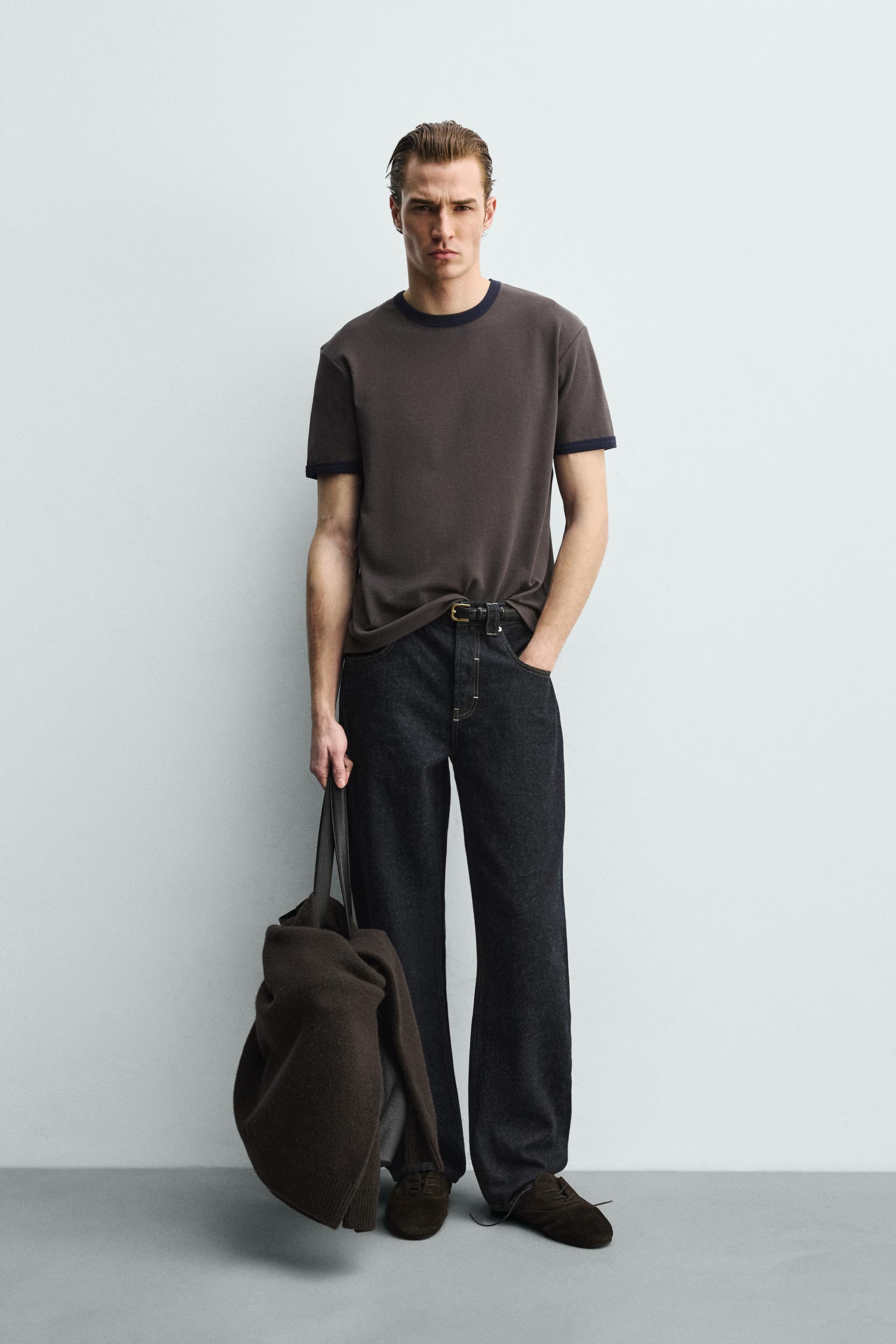 BASIC CONTRAST RIB T-SHIRT
